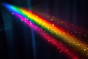Wall Mural - Ethereal Rainbow Light Beams on Black: Abstract Background, Vibrant Spectrum, Energetic, Mystical, Colorful, Dynamic, Modern, Trendy, Design Element, Digital Art, Graphic, Illustration, Perfect for   