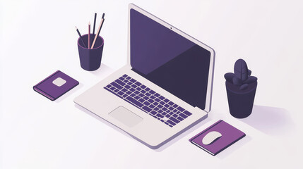 Wall Mural - isometric laptop icon illustration flat design.