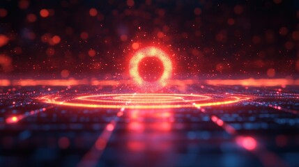 Wall Mural - glowing ring portal, digital background, futuristic scene, energy effect