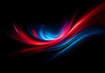 Aufkleber - Shenzhen, China - Unknown Date : Abstract image featuring dynamic flowing lines of red and blue hues gracefully swirling against a stark black backdrop, creating a sense of motion and energy.