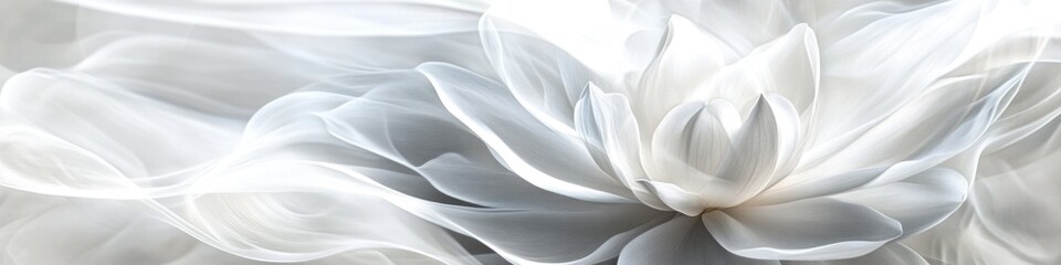 Wall Mural - A close-up shot of a single white flower against a white background