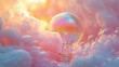 © Songsak - ** Dreamy Light Bulb Surrounded by Soft Pastel Clouds with Warm Sunlight in a Surreal Fantasy Setting..**