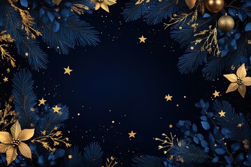 Wall Mural - elegant blue and gold christmas background: festive holiday design perfect for invitations, cards, a