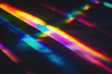 Wall Mural - Ethereal Prismatic Light Show: Abstract Diffraction Patterns on a Deep Black Canvas. Vibrant Hues and Geometric Light Fractals Create a Mesmerizing Visual Symphony. Perfect for backgrounds, design    