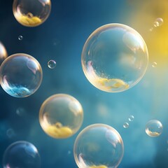 Wall Mural - Floating Bubbles with Golden Reflections