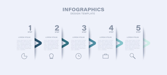 Wall Mural - simple infographic design template with thin icons. 5 steps to success, step by step instructions