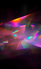 Abstract Light Prism Spectrum Diffraction Rainbow Holographic Effect on Black Backdrop