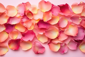 Wall Mural - Delicate floral arrangement featuring pink and yellow petals on a clean white background, suitable for decorative purposes or as a design element