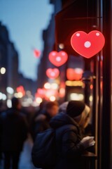 People walking down a city street at night, urban nightlife scene