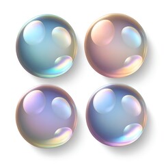Wall Mural - Iridescent Bubbles Set, Abstract Background