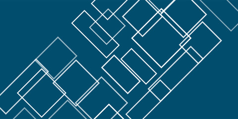 Wall Mural - Simple Overlapping Rectangular Frames of Various Sizes, Colored in Shades of White and Blue - Geometric Shapes Pattern, Gradient Texture on Wide Scale Background - Design Template in Editable Vector