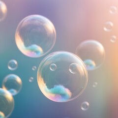 Wall Mural - Floating Soap Bubbles in Pastel Colors