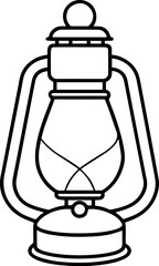 kerosene light outline coloring book page line art vector illustration