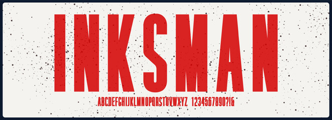 Wall Mural - condensed bold vector font. alphabet font with uppercase and number