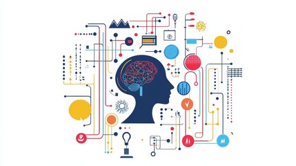 Big data technology and data science illustration. Data flow concept. Querying, analysing, visualizing complex information.  Digital background.
