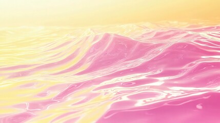Wall Mural - A dynamic pink and yellow pastel background with soft waves and ripples, resembling reflections on water. 