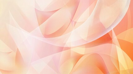 Wall Mural - A dynamic vector pattern in peach fuzz, featuring abstract geometric shapes that mimic the motion of waves in the sea. The design combines triangular and circular elements in smooth.