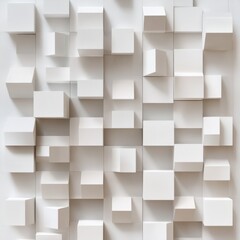 Aufkleber - Abstract White Cubes Wall Panel - Modern Interior Design Element with Geometric Texture and Shadows
