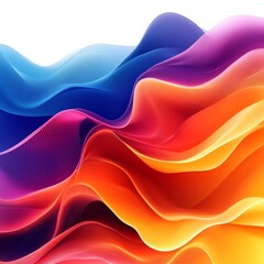 Aufkleber - Vibrant Abstract Waves: A Dynamic Composition of Fluid Lines and Harmonious Color Gradients on a White Canvas