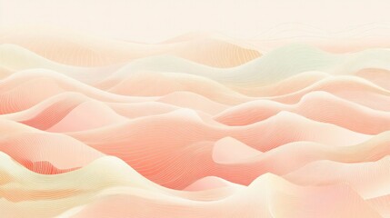 Wall Mural - A minimalist vector pattern with waves of water in shades of peach fuzz, where abstract geometric elements intersect with soft, flowing lines. 