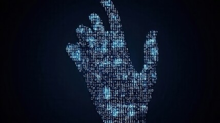 Digital transformation through binary code virtual space data visualization dark theme close-up technology concept