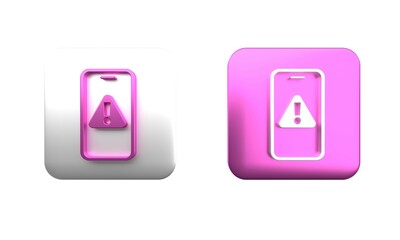 Wall Mural - colorful mobile phone with exclamation mark icon isolated on white background. alert message smartph