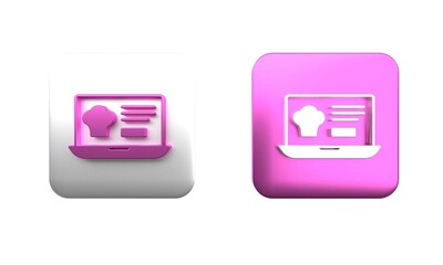 Wall Mural - colorful online ordering and fast food delivery icon isolated on white background. square button. 3d