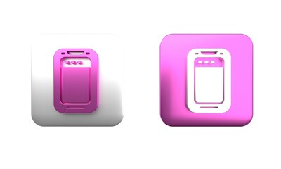 Wall Mural - colorful smartphone, mobile phone icon isolated on white background. square button. 3d render illust