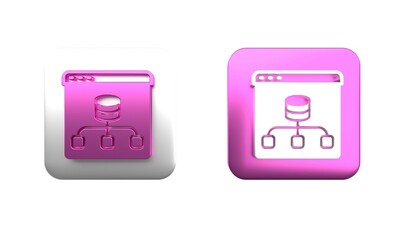 Wall Mural - colorful server, data, web hosting icon isolated on white background. square button. 3d render illus