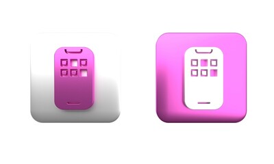 Wall Mural - colorful mobile apps icon isolated on white background. smartphone with screen icons, applications. 