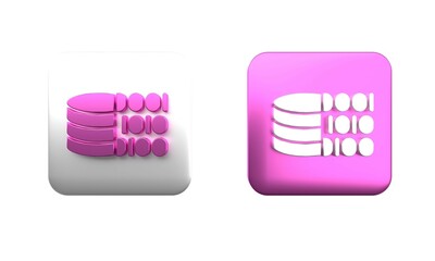 Wall Mural - colorful binary code icon isolated on white background. square button. 3d render illustration