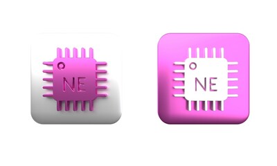 Wall Mural - colorful computer processor with microcircuits cpu icon isolated on white background. chip or cpu wi