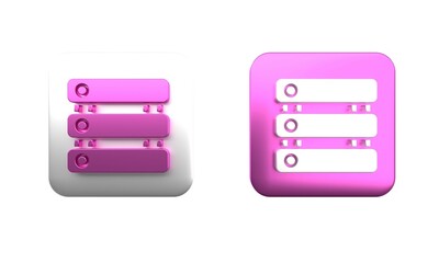 Wall Mural - colorful server, data, web hosting icon isolated on white background. square button. 3d render illus