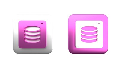 Wall Mural - colorful server, data, web hosting icon isolated on white background. square button. 3d render illus