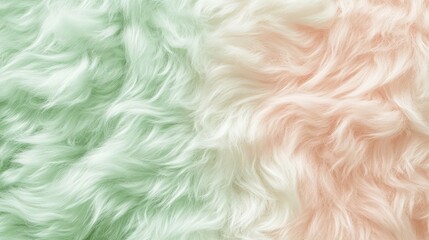 Wall Mural - A seamless wool texture with a marled effect, blending light green and rose pink fibers in a natural, random pattern. The soft, fluffy appearance provides a comforting and inviting aesthetic.
