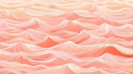 Wall Mural - A vector pattern in trending peach fuzz color featuring abstract waves of water in the sea, with soft curves and smooth gradients. 