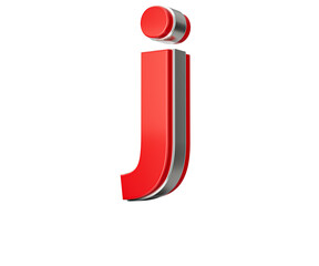 Wall Mural - Vibrant Red Small Letter j Gleams With Its Sleek Metallic Design With Sharp Edges 3D Illustration