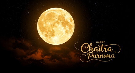 chaitra purnima with full moon and stars
