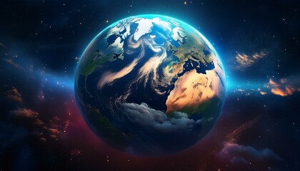 Wall Mural - cinematic shot of planet earth globe clouds and space background