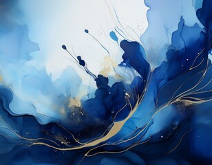 Wall Mural - abstract navy blue ink splatter and grunge texture background