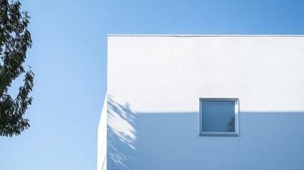Leinwandbilder - Building facade wall abstract architecture background. Urban exterior wall facade with shadows and sunlight