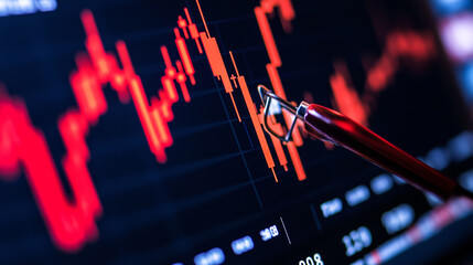 Aufkleber - Glowing red diagrams. Business trading. Stock market