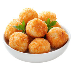 Wall Mural - fried prawn balls advertisement isolated on white background full depth of field