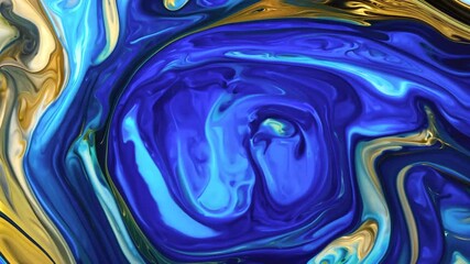 Wall Mural - abstract swirls of blue and gold colors in motion