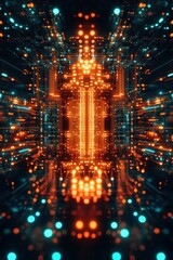 Wall Mural - abstract digital corridor; glowing lines, futuristic tech