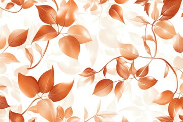 Canvas Print - Delicate orange foliage pattern on a soft white background ideal for seasonal decor, textile design, and nature inspired imagery