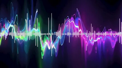 Canvas Print - Vibrant sound wave patterns in colorful display
