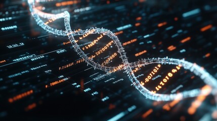 Poster - Digital DNA Helix on Abstract Data Background for Science Concept