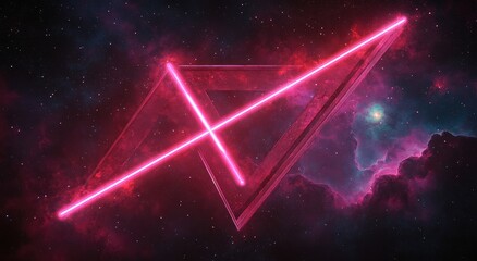 logo with a dark background featuring a nebula and galaxy, with a red laser line going through a tri