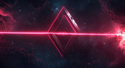 logo with a dark background featuring a nebula and galaxy, with a red laser line going through a tri